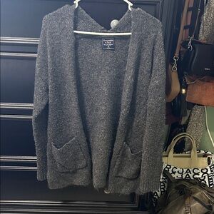 Abercrombie & Fitch Charcoal Hooded Open Cardigan